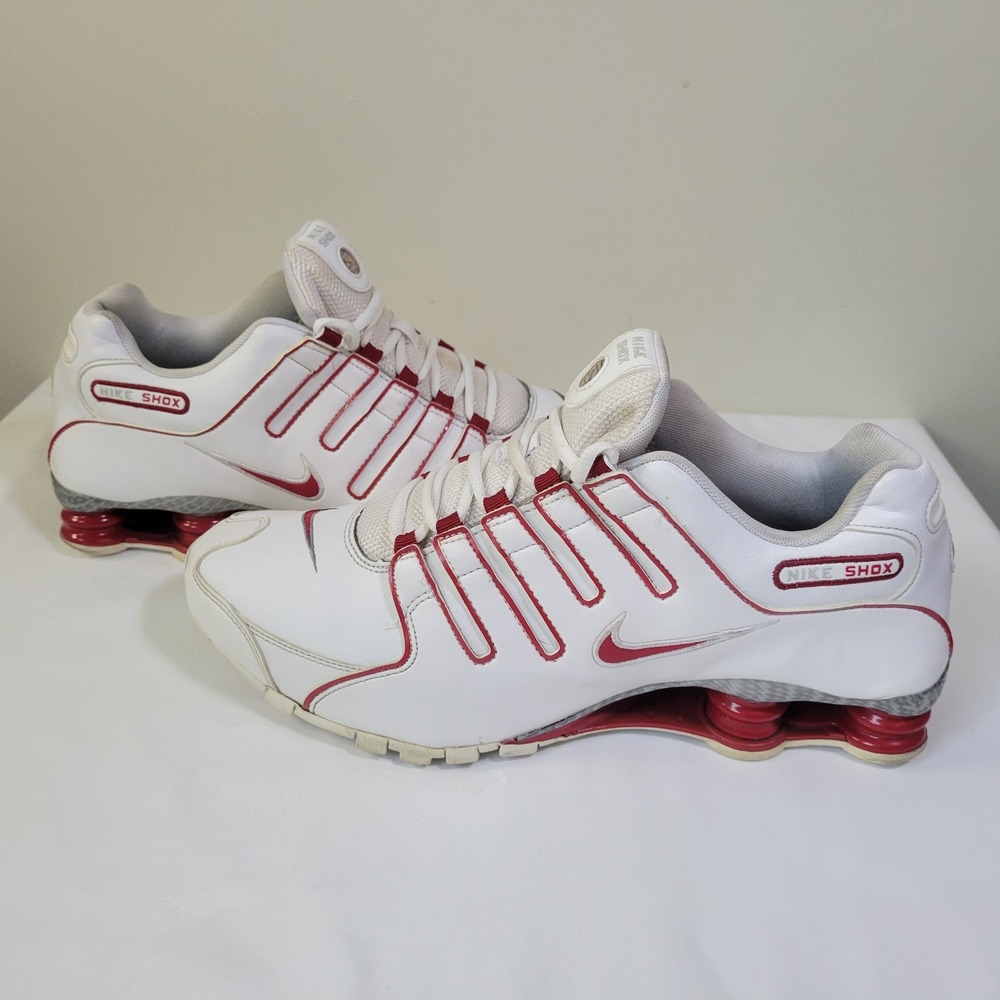 Nike Shox NZ White Varsity Red Metallic Silver Mens 12 Running Shoes 325201-127 - Picture 6 of 8